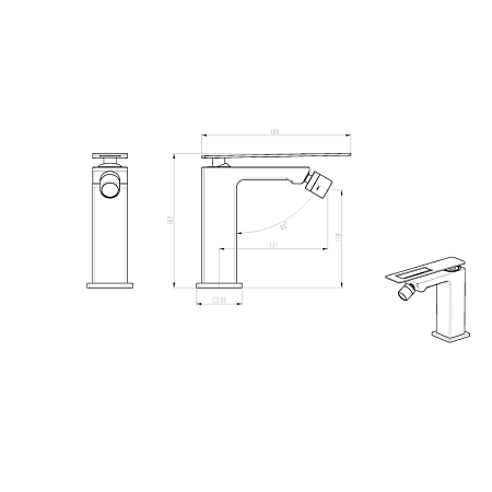 Смеситель Boheme Q 146-WUW.2 для биде, белый/синий