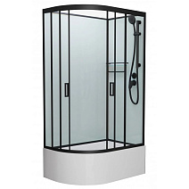 Душевая кабина Frank F412/2R М Black 120x180 без крыши, стекло матовое, черный