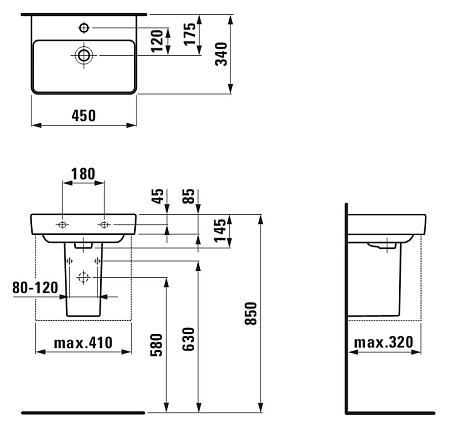 Раковина Laufen Pro S 8.1596.1.000.104.1 45