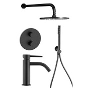 Душевой комплект Paffoni Light KITLIQ018NO071 с термостатом, черный матовый