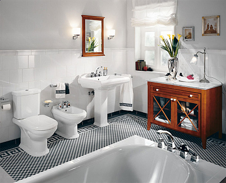 Унитаз-компакт Villeroy & Boch Hommage 666210R1 CeramicPlus альпийский белый/лаутнь