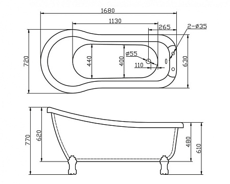 Акриловая ванна BelBagno BB20-1700 168x72 белый