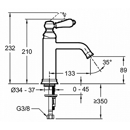 Смеситель Jacob Delafon Louise E24360-CP для раковины, хром/белый