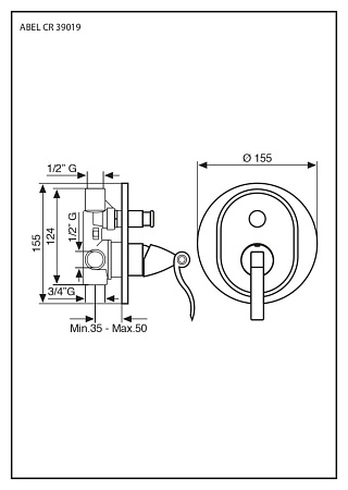 Смеситель Emmevi Abel 39019OR для душа, золото