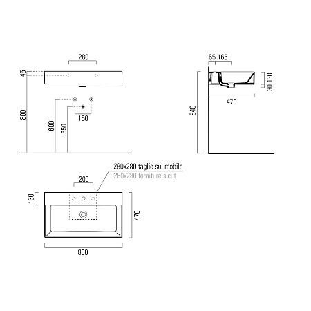 Раковина GSI Kube X 9422111 60