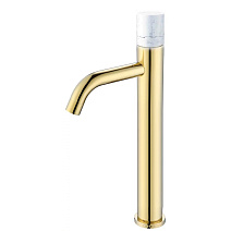 Смеситель Boheme Stick 122-G-MR-WHITE для раковины, ручка Mramor White, золото/белый мрамор