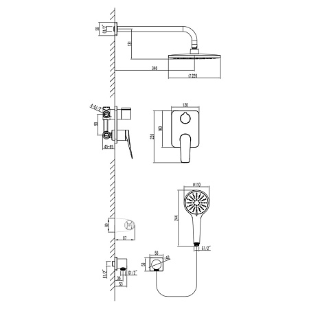 Смеситель Lemark Bronx LM3729BL для ванны с душем, черный