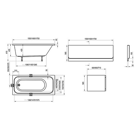 Передняя панель Ravak Chrome CZ72100A00 150 для ванны