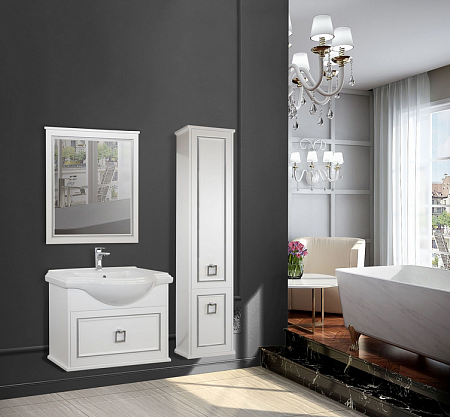 Мебель для ванной Tessoro Foster TS-F9065-CH-W-S 65 подвесная, белый с патиной серебро