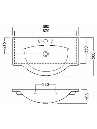 Раковина Hatria Sophie Y0AN01 86 с 1 отверстием