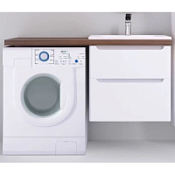 Тумба с раковиной Jorno Wood Wood.01.60/P/W 60 L под стиральную машину, темное дерево/белый