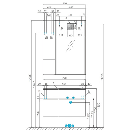 Мебель для ванной Aquaton Мишель 1A256801MIX30 80 дуб рустикальный/фьорд