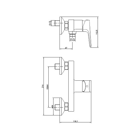 Смеситель Cersanit Nature 63065 для душа, хром