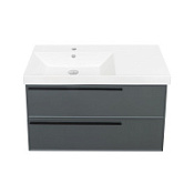 Тумба с раковиной La Fenice Elba TWIN FNC-01-ELB-G-90-2 L два ящика, Grigio серый матовый