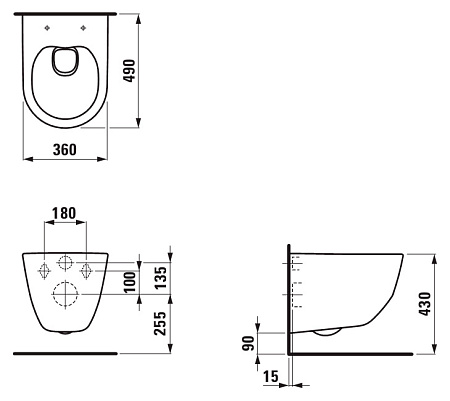 Унитаз подвесной Laufen Pro 8.2096.5.000.000.1 Rimless укороченный