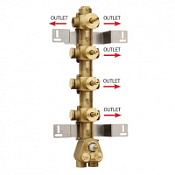 Cкрытая монтажная часть Bossini  Z030275000 термостата на 5 потребителей, с девиатором, бронза