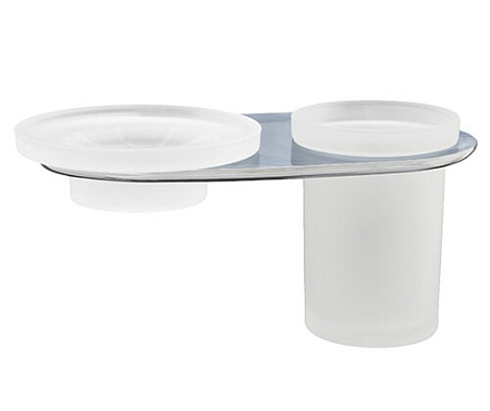 Стакан с мыльницей WasserKRAFT Kammel K-8326 хром/матовое стекло