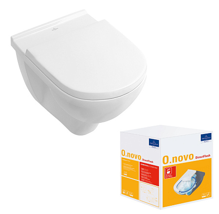 Унитаз подвесной Villeroy & Boch O.Novo 5660HRR1 безободковый, микролифт, альпийский белый