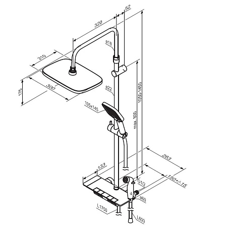 Душевая стойка Damixa Gala 953770300 черный