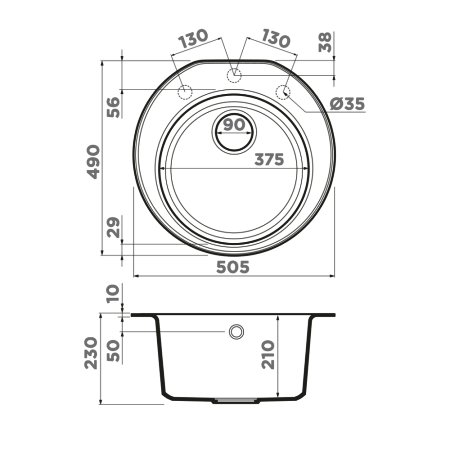 Кухонная мойка Omoikiri Miya 50R-WH 49x50.5x21 белый