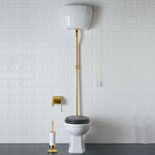 Унитаз напольный с высоким бачком Globo Paestum PA002.BI универсальный выпуск, золото