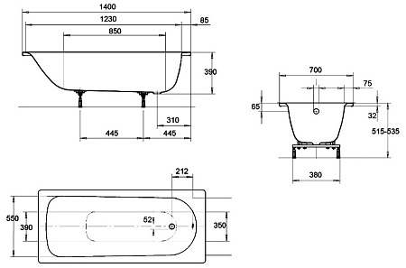 Ванна стальная Kaldewei Eurowa 309-1 140х70 см 119512030001