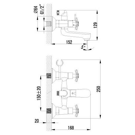 Смеситель  Lemark Partner LM6542C  для ванны