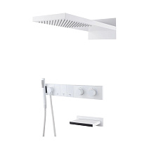 Душевой комплект Boheme Zodiac 133-2-MW для душа, с термостатом, с изливом, белый матовый