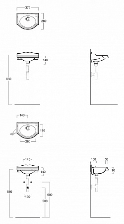 Раковина Simas Arcade AR035bi*1dx с 1 отверстием под смеситель справа