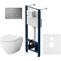 Комплект: инсталляция + клавиша + унитаз AM.PM Spirit V2.0 IS47031.701700 белый/никель матовый