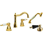 Смеситель Boheme Tradizionale oro 395-BSW на борт ванны, золото/черный Swarovski