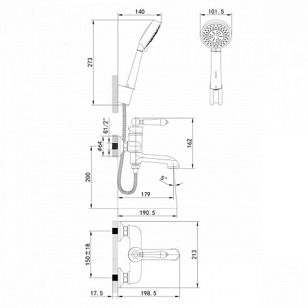 Смеситель IDDIS Oxford OXFSB02i02 для ванны с душем, хром