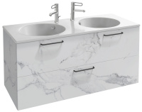 Тумба с раковиной Jacob Delafon Odeon Rive Gauche EB2545-R9-NR4 120 белый мрамор, ручки черный