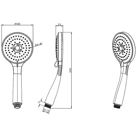 Душевая лейка Aquatek AQ2003MB черный матовый
