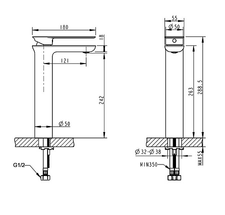 Смеситель Bravat GINA F165104C-A-RUS для раковины