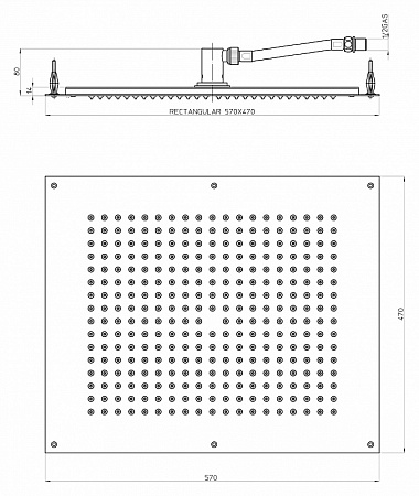 Верхний душ Bossini DREAM - Rectangular H38391.030 хром