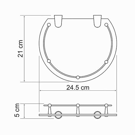 Полка WasserKRAFT K-566 стеклянная, хром