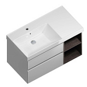 Тумба с раковиной Kerama Marazzi Cubo CUB.90Lh\WHT.M 90 левая, с открытой полкой, белый матовый