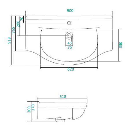 Мебельная раковина Aquanet Эльбрус 00168865 90