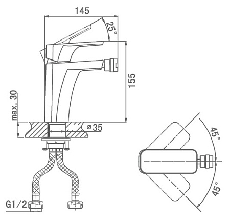 Смеситель D&K Berlin Kunste DA1432213 для биде, оранжевый
