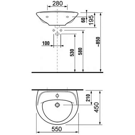 Раковина Jika Lyra 8142710001041 55х45x19,5 белый