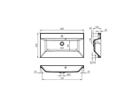 Раковина BelBagno Marino BB800/450-LV-MR-AST 80