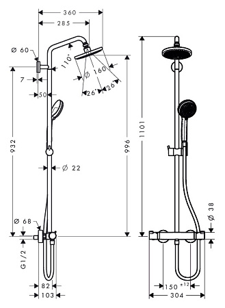 Душевая стойка Hansgrohe Croma 27135000