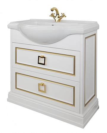 Тумба с раковиной Tessoro Foster TS-F9080-C-W-G 80 белый с патиной золото