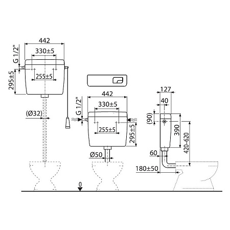 Бачок для унитаза Alcaplast  A93-1/2" ALCA UNI DUAL