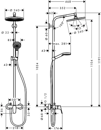 Душевая стойка Hansgrohe Croma Select S 27269000 хром