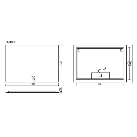 Зеркало Sancos Square SQ1000 100х70 с подсветкой