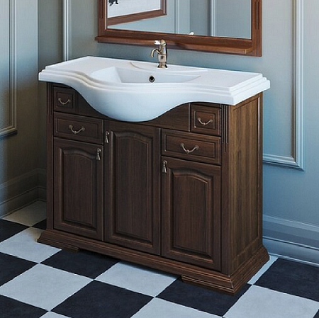 Тумба с раковиной Opadiris Риспекто Z0000001784 100 орех антикварный (Нагал, Р46) / бронза