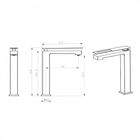 Смеситель Boheme Q 142-BCR для раковины, черный/хром