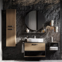 Мебель для ванной Aquaton Лофт Фабрик 1A242401LTDY0 80 с раковиной Одри Round, дуб кантри